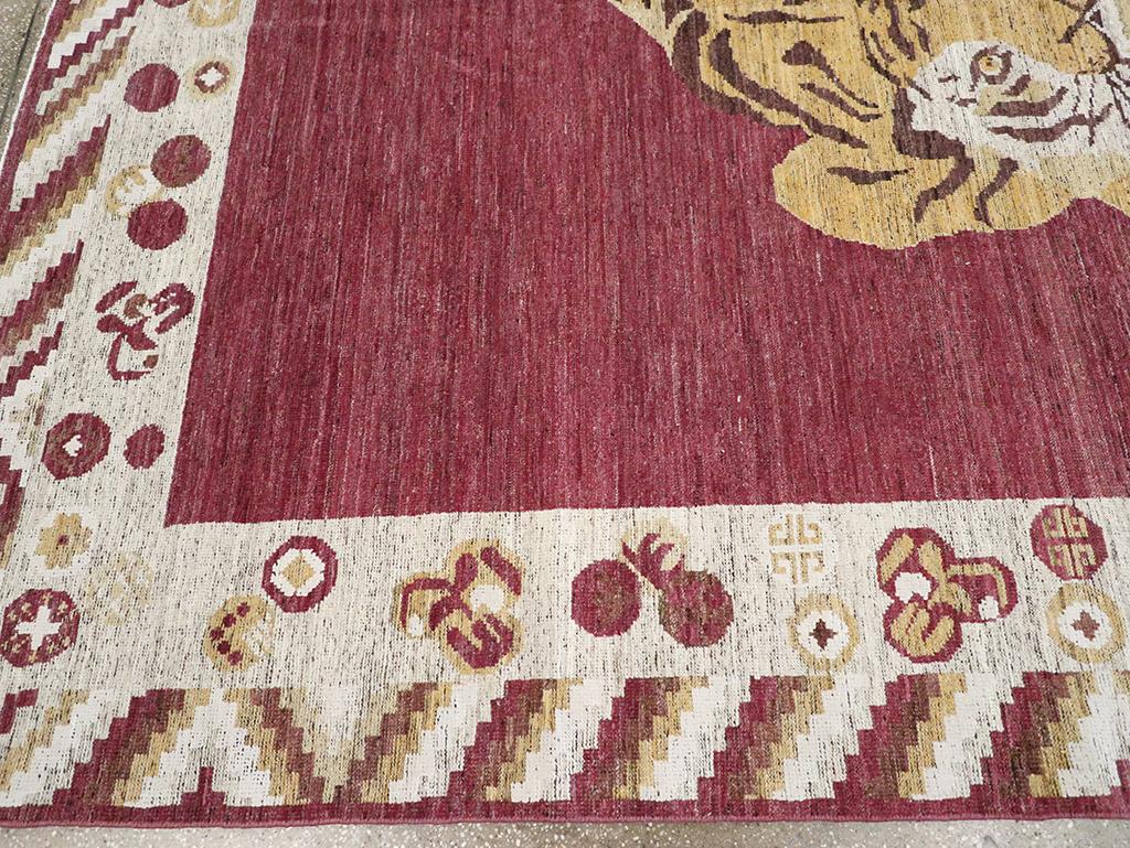 21st Century East Turkestan Khotan Pictorial Room Size Carpet In New Condition For Sale In New York, NY