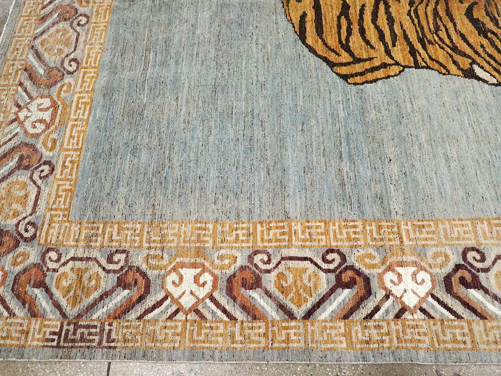 21st Century East Turkestan Khotan Pictorial Room Size Carpet In New Condition For Sale In New York, NY