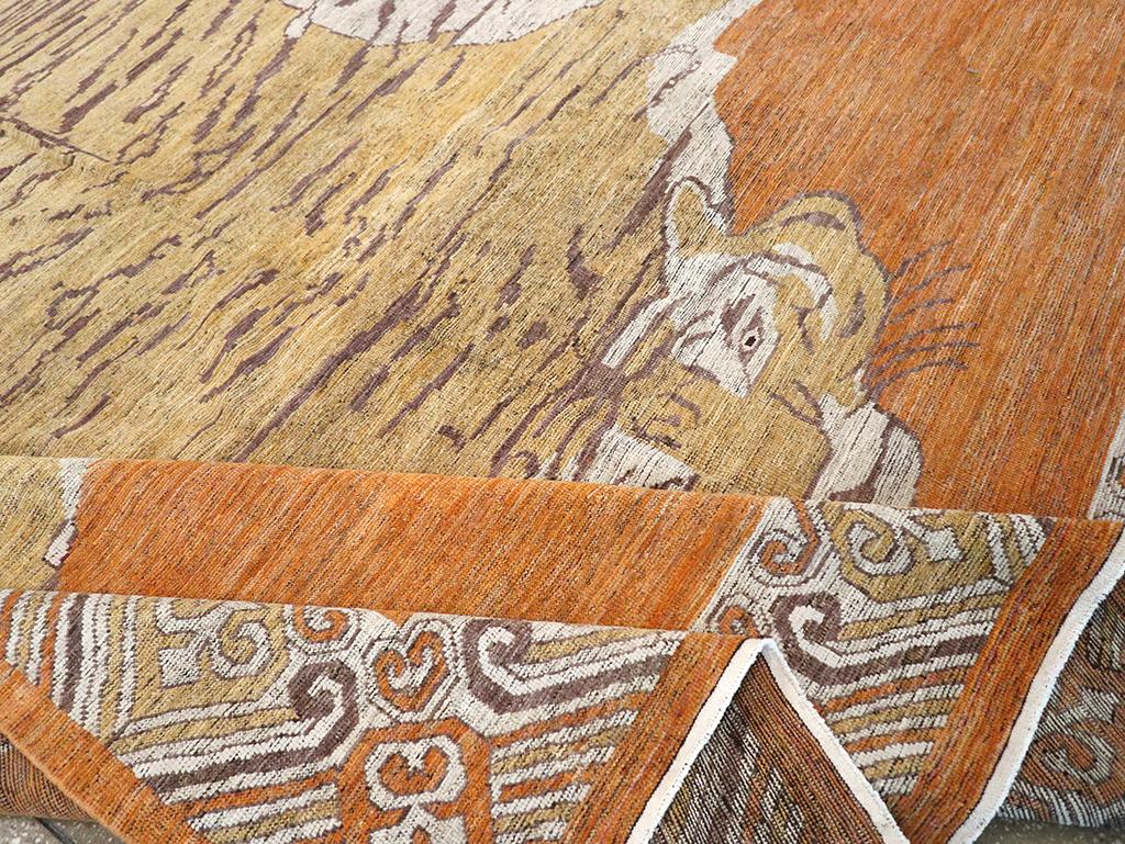 Alfombra pictórica Khotan del Turquestán Oriental del siglo XXI Tamaño de la habitación Lana en venta