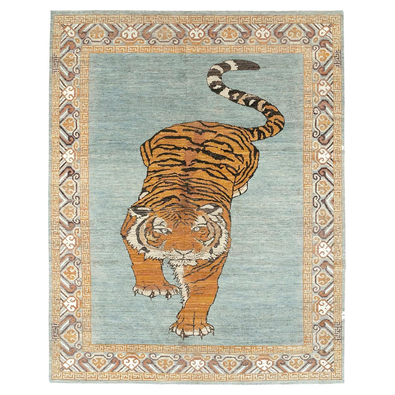 21st Century East Turkestan Khotan Pictorial Room Size Carpet For Sale