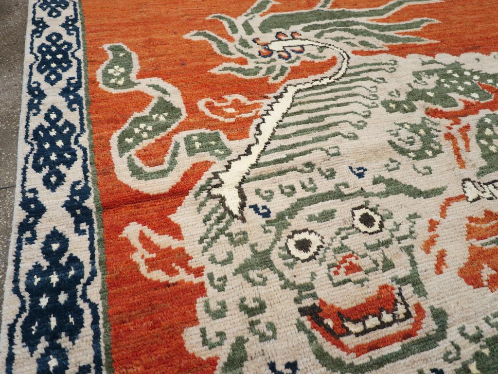 Noué à la main Tapis pictural Khotan du Turkestan oriental du 21e siècle en vente