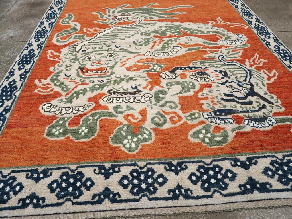 Laine Tapis pictural Khotan du Turkestan oriental du 21e siècle en vente