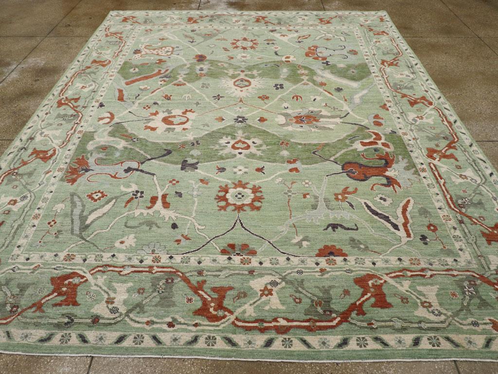 Tapis moderne du Turkestan oriental Khotan, fabriqué à la main au cours du 21e siècle.

Mesures : 10' 2