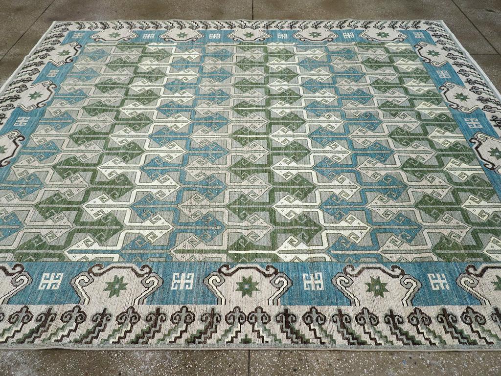 Hand-Knotted 21st Century East Turkestan Khotan Room Size Carpet For Sale