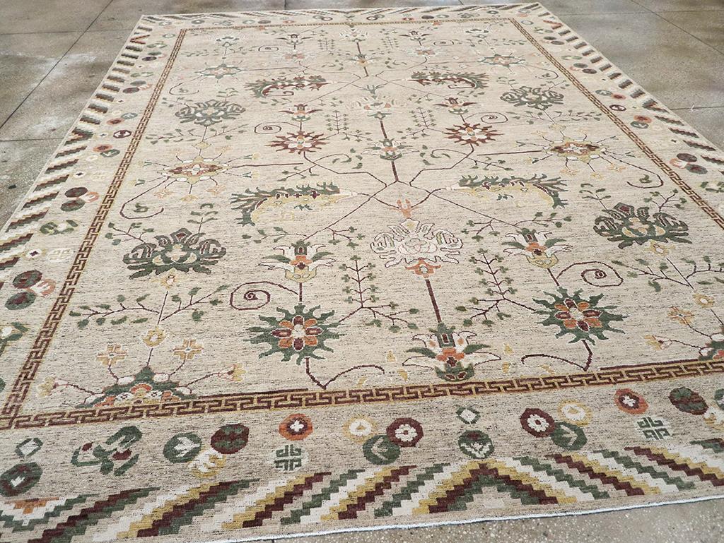 Laine Tapis Khotan du Turkestan oriental du 21e siècle en vente