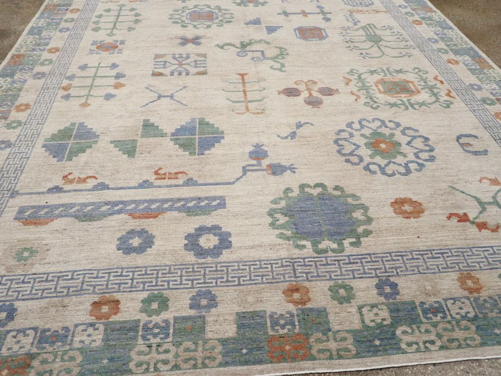 Laine Tapis Khotan du Turkestan oriental du 21e siècle en vente
