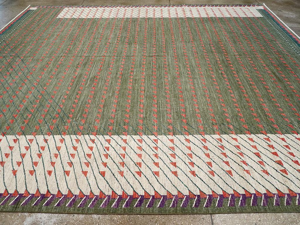Hand-Knotted 21st Century East Turkestan Modern Large Room Size Carpet For Sale