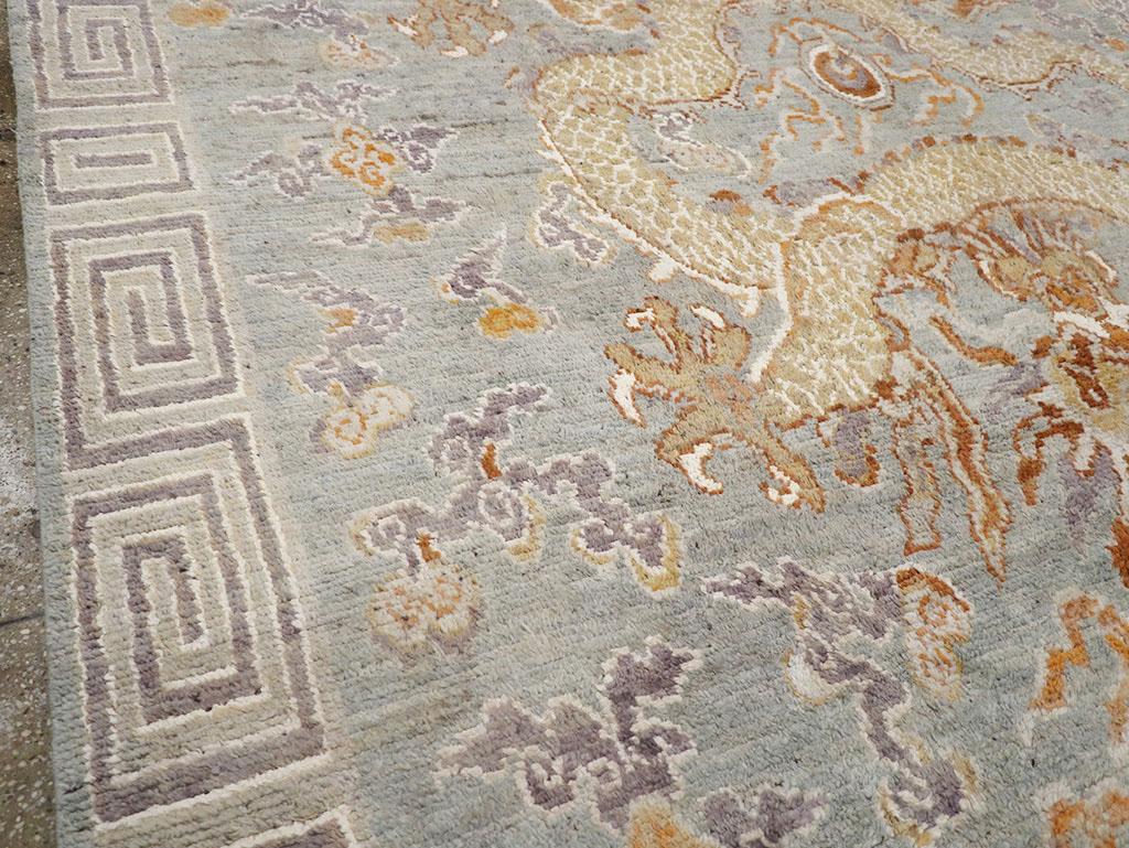 Noué à la main Tapis Khotan pictural du Turkestan oriental du 21e siècle en vente
