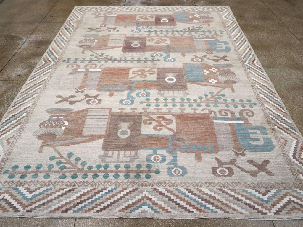Un tapis moderne du Turkestan oriental Vase Khotan, fait à la main au cours du 21e siècle.

Mesures : 10' 1