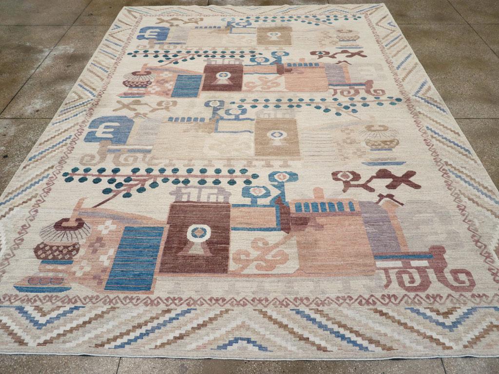 Un tapis moderne du Turkestan oriental Vase Khotan, fait à la main au cours du 21e siècle.

Mesures : 10' 2
