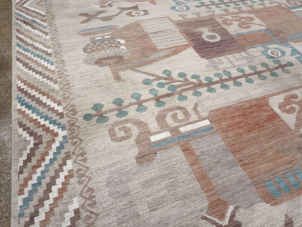Noué à la main Vase du Turkestan oriental du 21e siècle Tapis Khotan de taille normale en vente