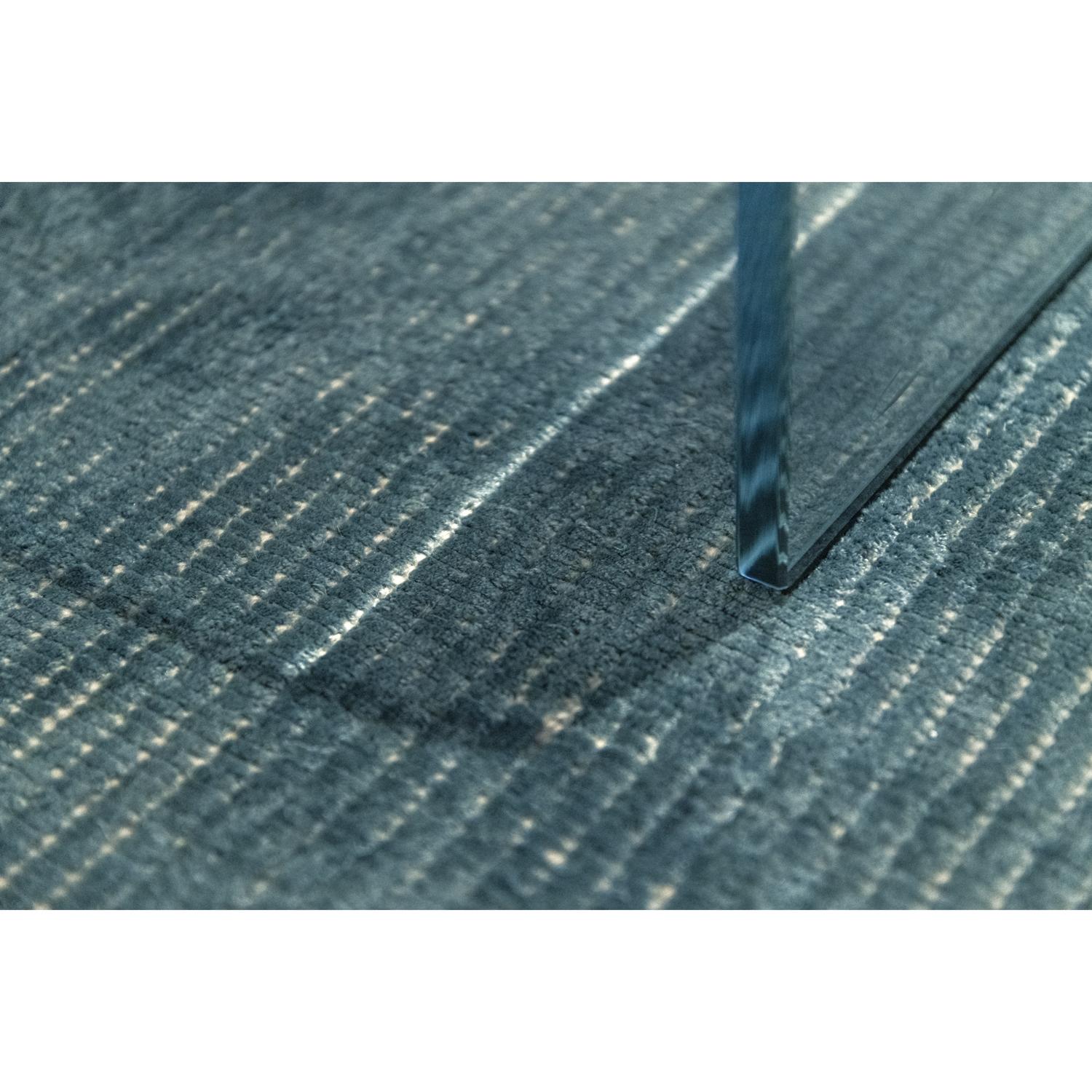 Indian 21st Century Eco-Friendly Velvety Grey Blue Rug by Deanna Comellini 250x350 cm For Sale