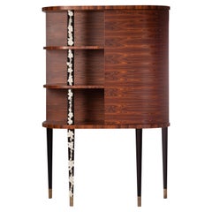 21st Century Eden Cabinet in Kingwood, Porcelain, Brass, Made in Italy