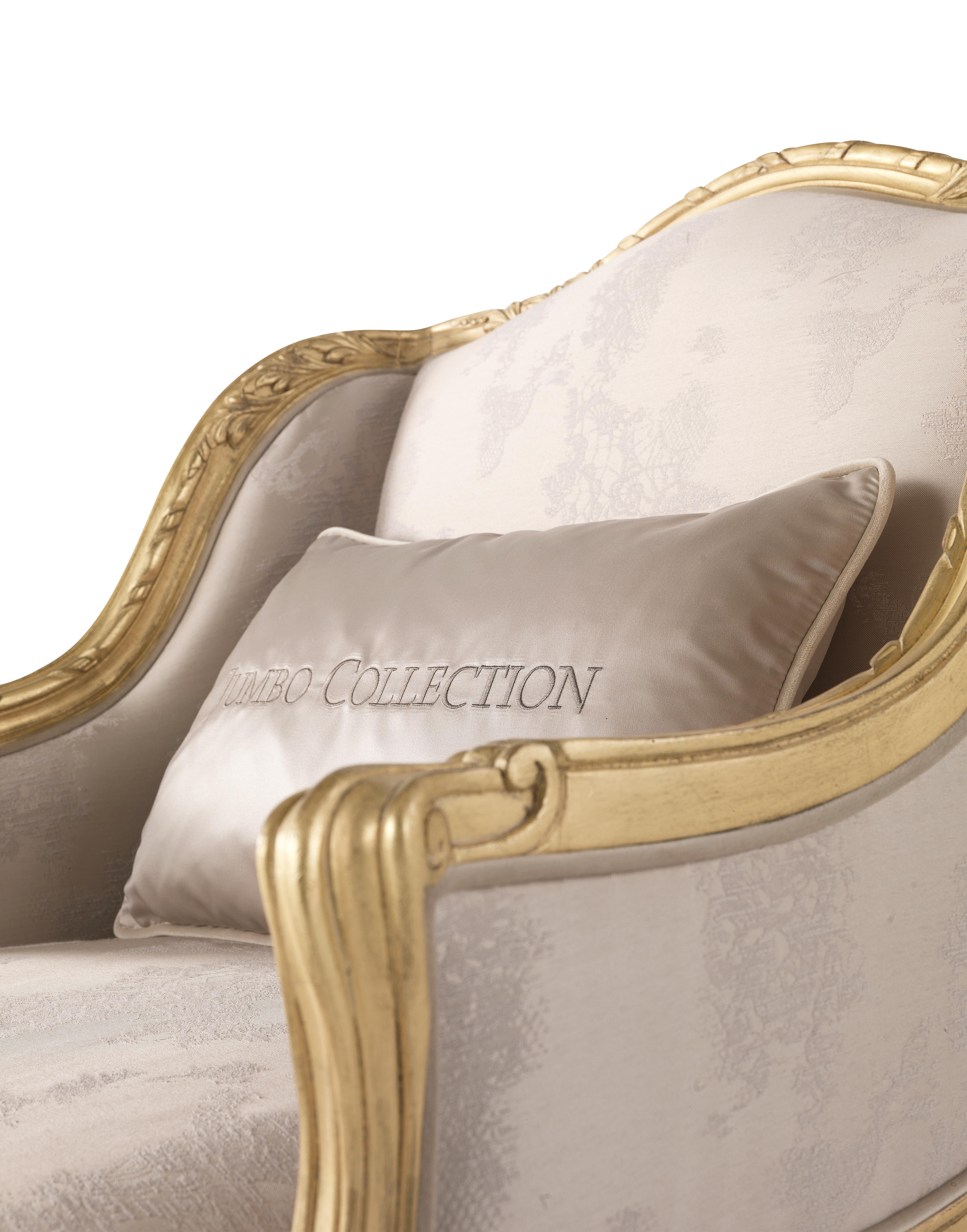 Italian 21st Century Eglantine Armchair in Fabric with Gold Leaf Finishing For Sale