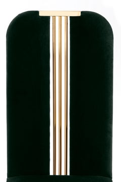 Chaise Eileen du 21e siècle, velours vert et métal galvanisé or, fabriquée en Italie