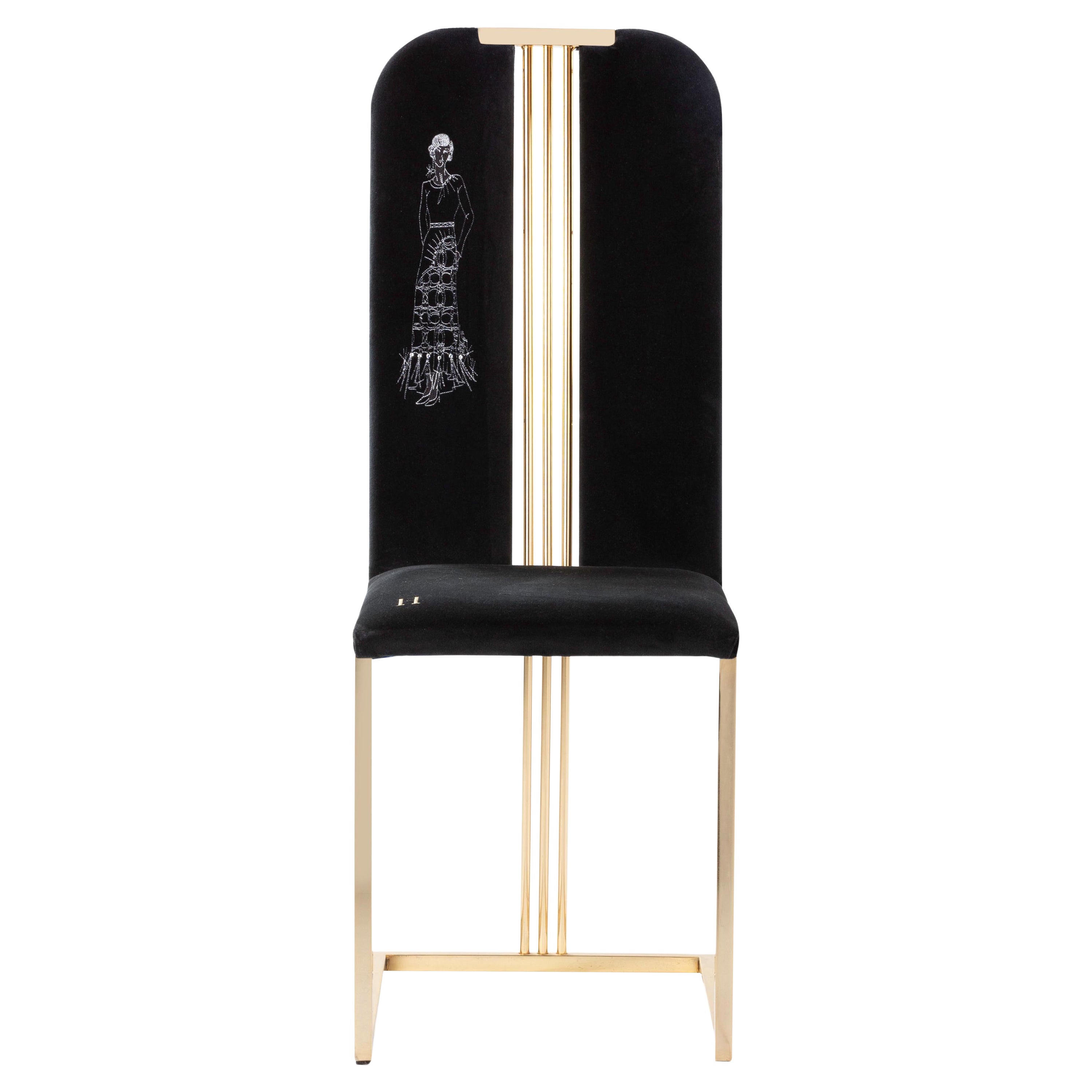 Chaise Eileen du 21e siècle, Swarovski et laiton doré, Hebanon, Italie