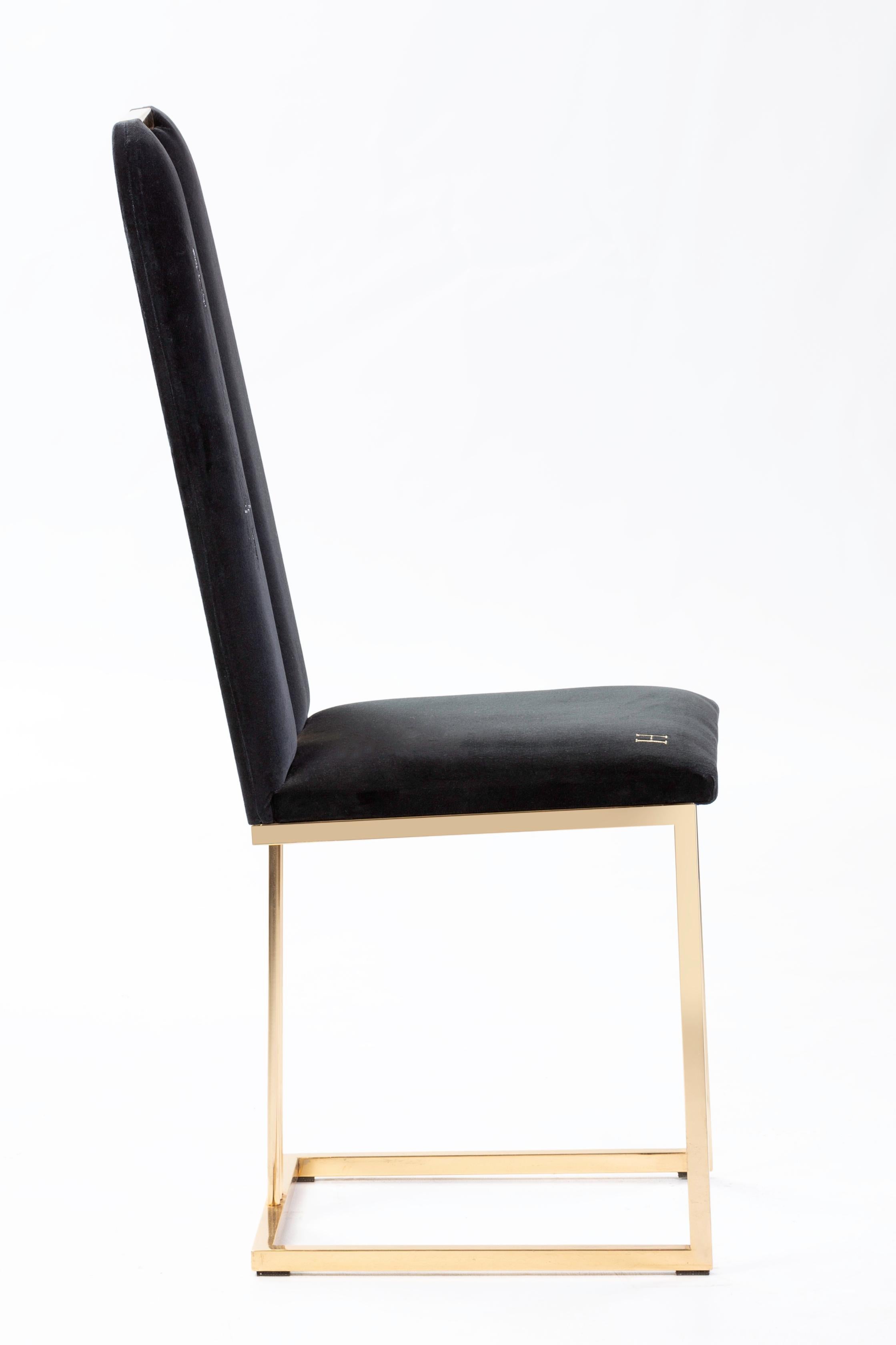 Italian 21st Century Eileen Chair in Velvet, Swarovski and Golden Brass, Made in Italy For Sale