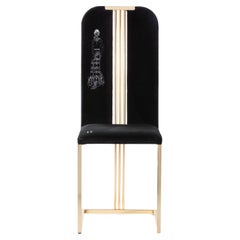21st Century Eileen Chair in Velvet, Swarovski and Golden Brass, Made in Italy