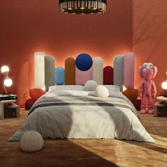 21st Century Ej Ee Bed Upholstered Velvet Headboard Made in Portugal by Malabar