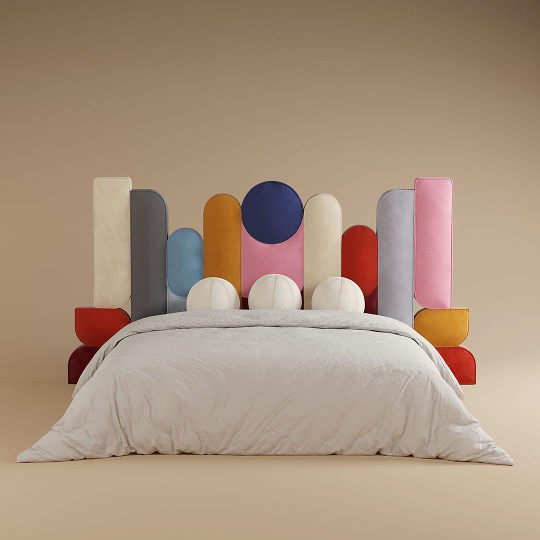 XXIe siècle et contemporain Lit Ej Ee du 21e siècle Tête de lit en velours de coton capitonné par Malabar en vente