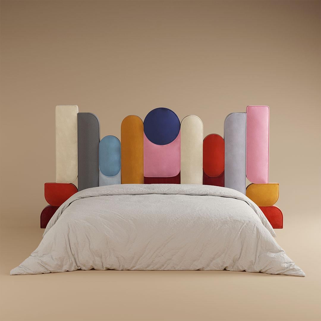 21st Century Ej Ee Bed Upholstered Cotton Velvet Headboard by Malabar In New Condition For Sale In RIO TINTO, PT