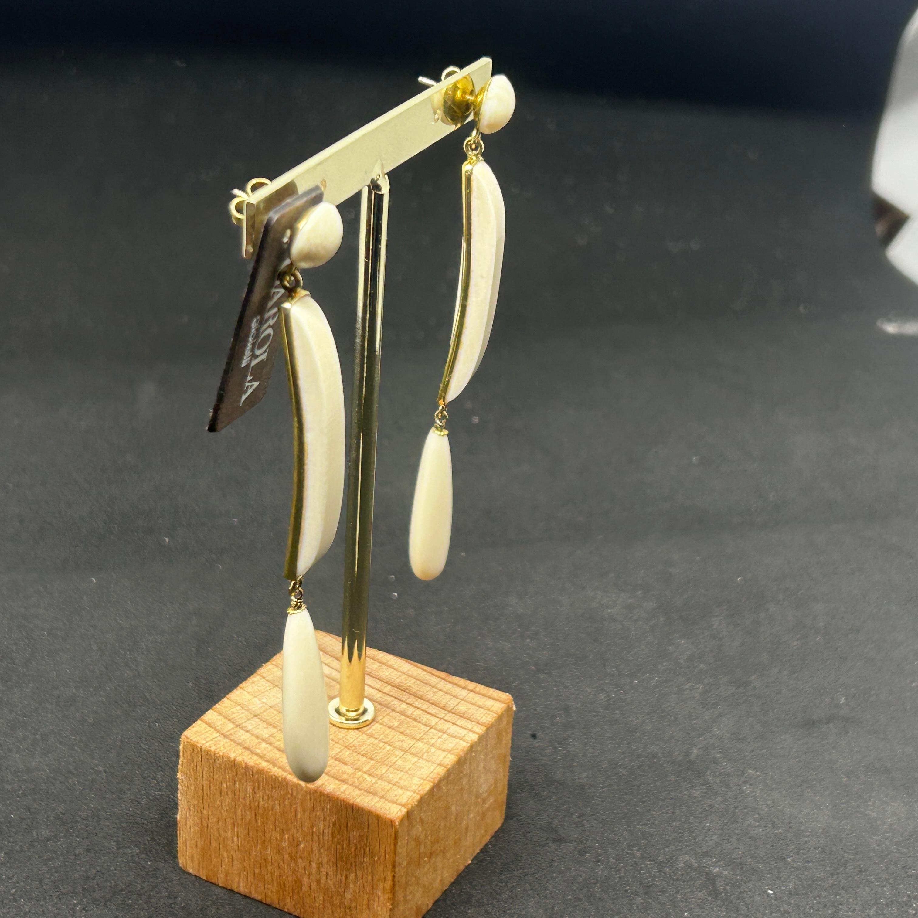 21st Century Elegant White Bone Italian Drop Earrings by Carola For Sale 1