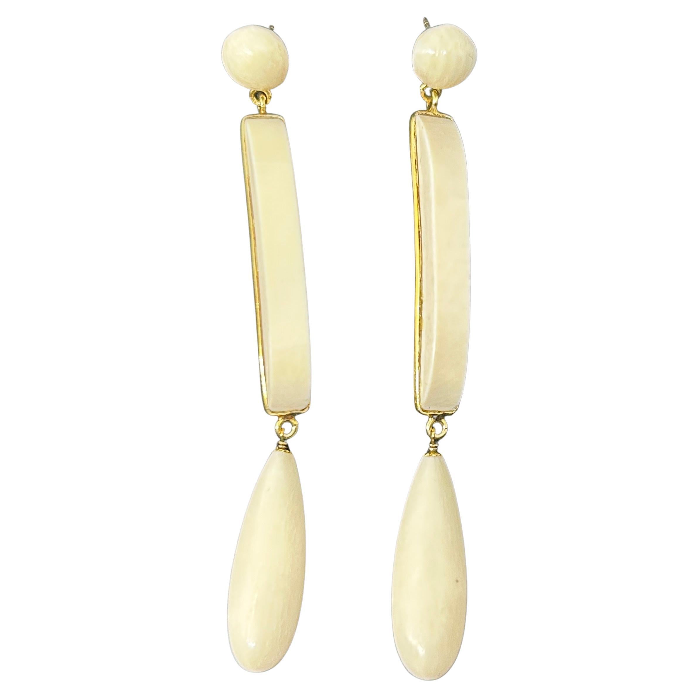 21st Century Elegant White Bone Italian Drop Earrings by Carola For Sale