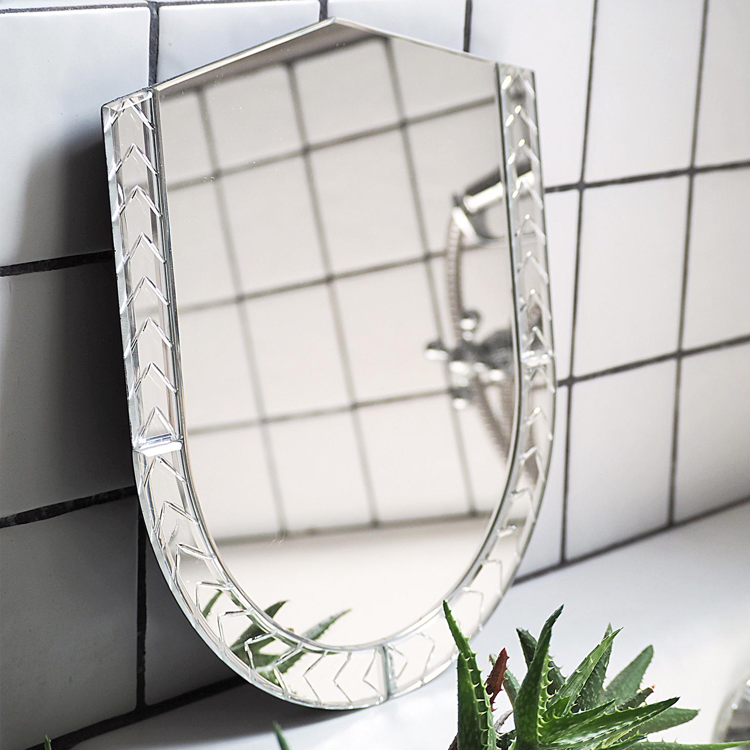 Italian Elemento Due Medium Glass Carved Murano Mirror by Portego For Sale