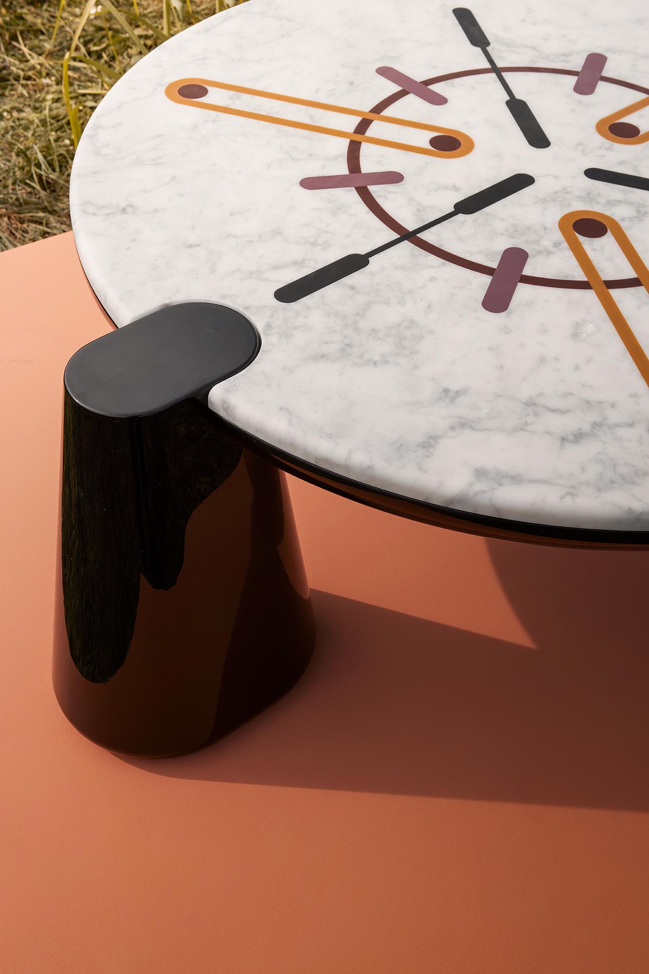 Contemporary 21st Century Elena Salmistraro Coffee Table L Polyurethane Marble Resin Inlay For Sale