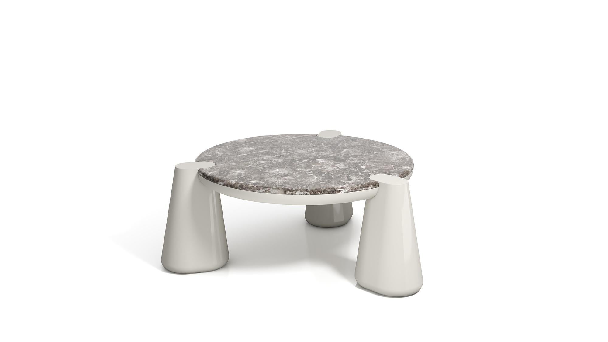 Contemporary 21st Century Elena Salmistraro Coffee Table Polyurethane Rosso Levanto Marble For Sale