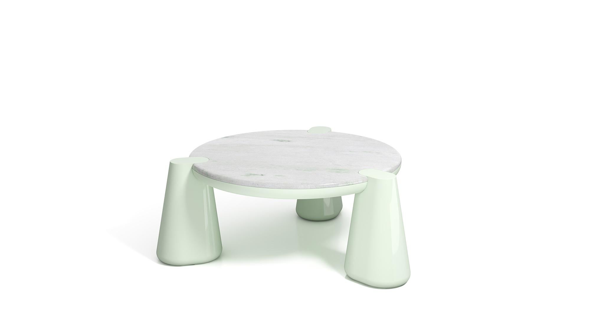 italien Table basse Elena Salmistraro du 21e siècle en marbre polyuréthane Verde Alpi  en vente