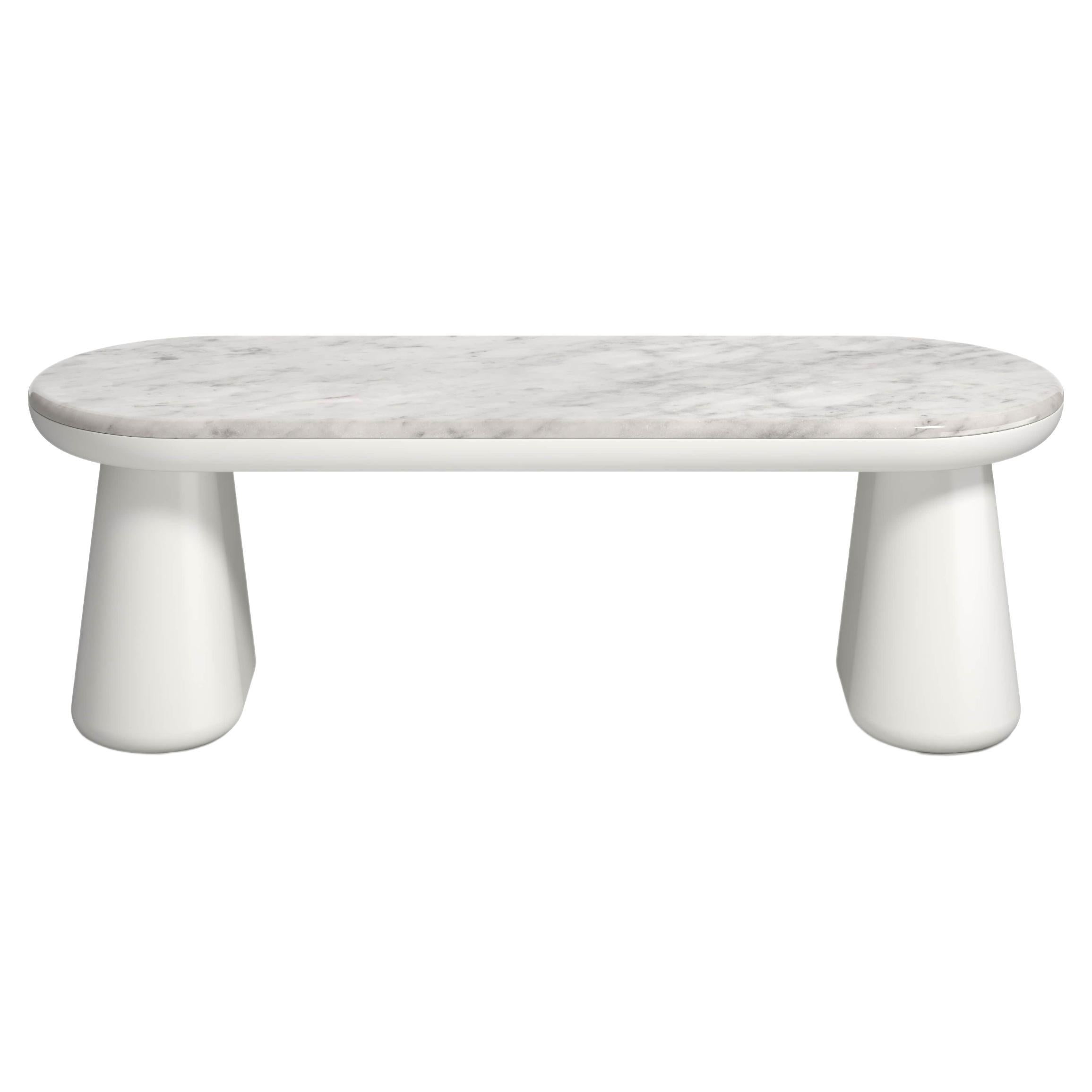 Modern 21st Century Elena Salmistraro Ione Bench Polyurethane White Pinta Verde Marble For Sale