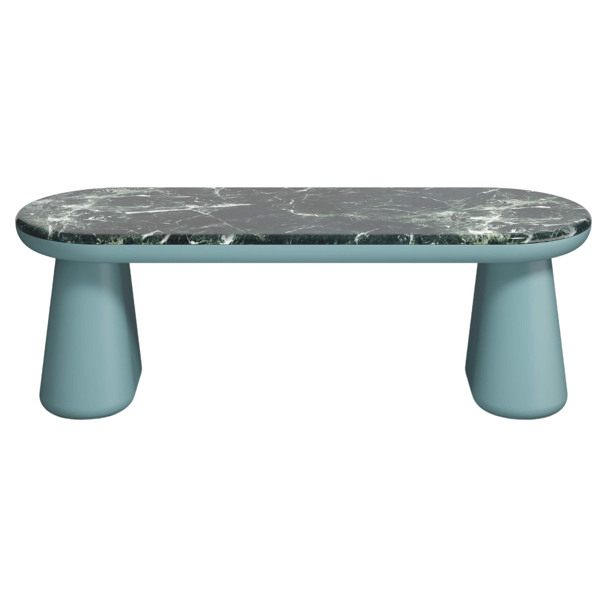 Italian 21st Century Elena Salmistraro Ione Bench Polyurethane White Pinta Verde Marble For Sale