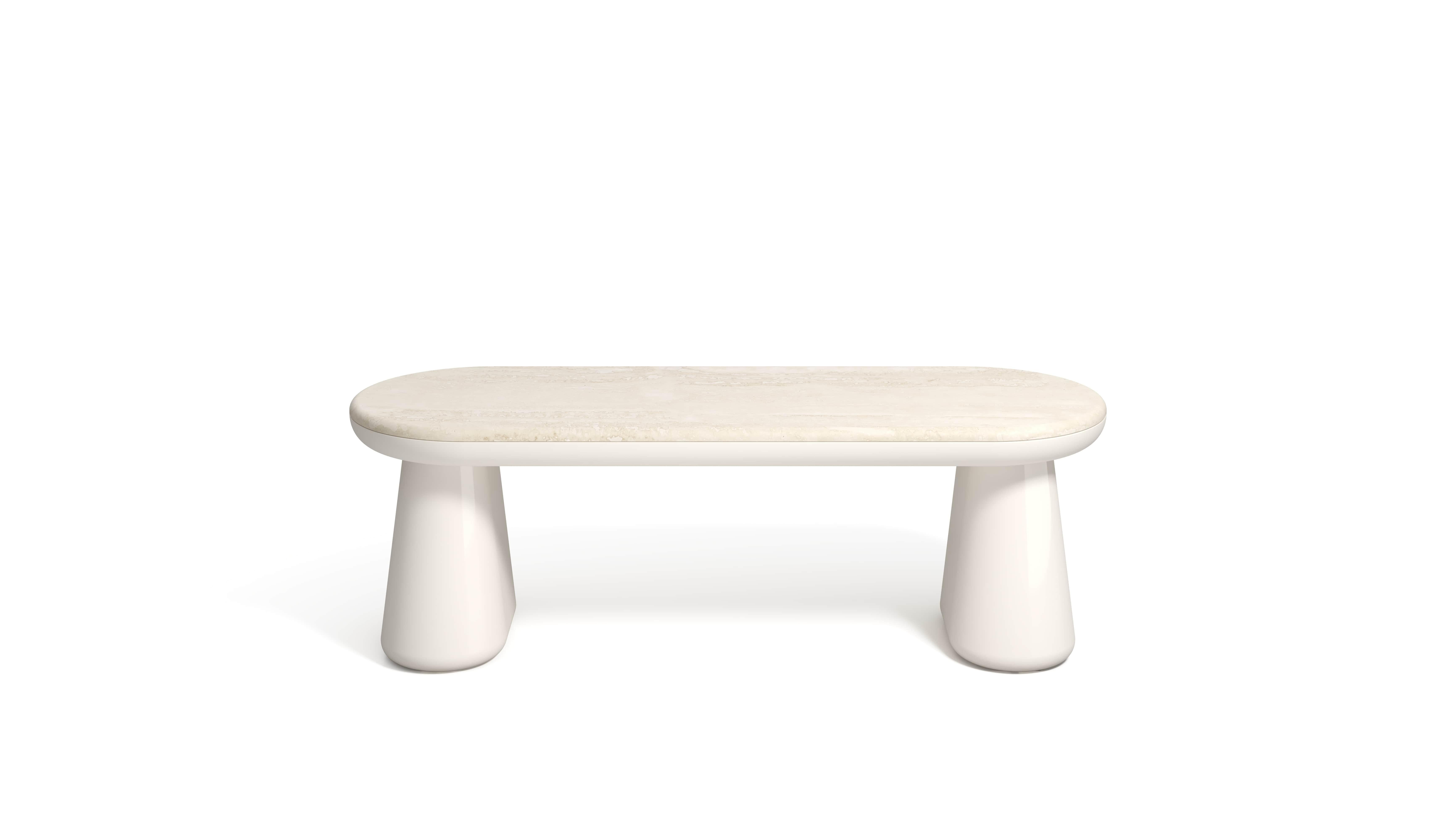 21st Century Elena Salmistraro Ione Bench Polyurethane White Pinta Verde Marble For Sale 1