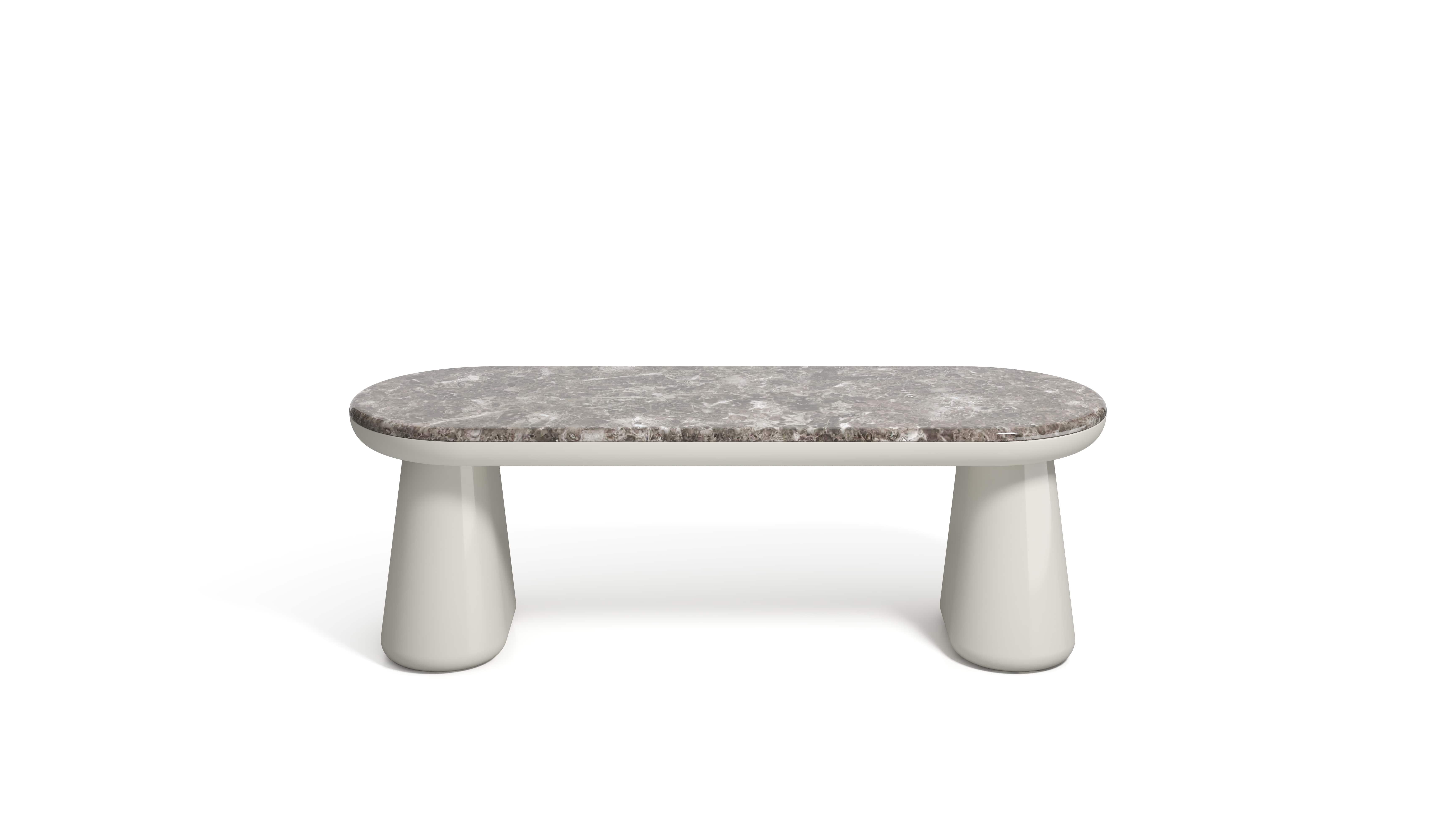 21st Century Elena Salmistraro Ione Bench Polyurethane White Pinta Verde Marble For Sale 2