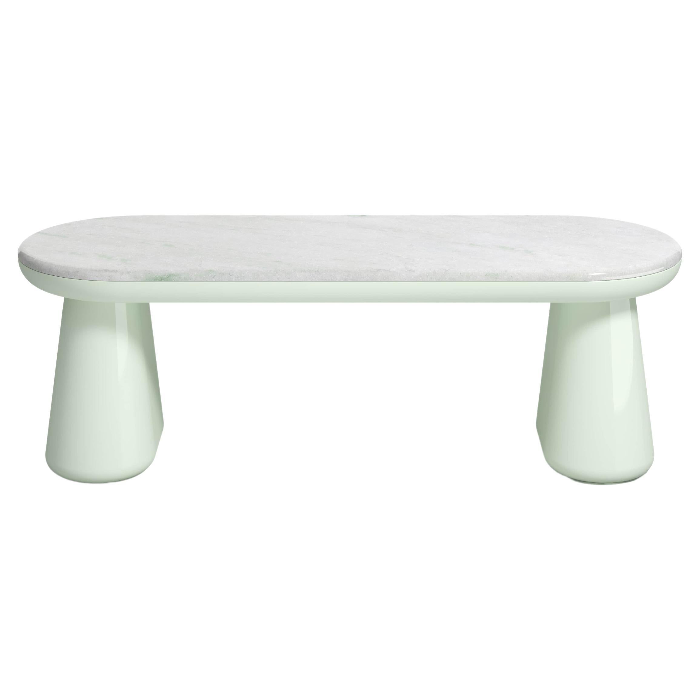 21st Century Elena Salmistraro Ione Bench Polyurethane White Pinta Verde Marble