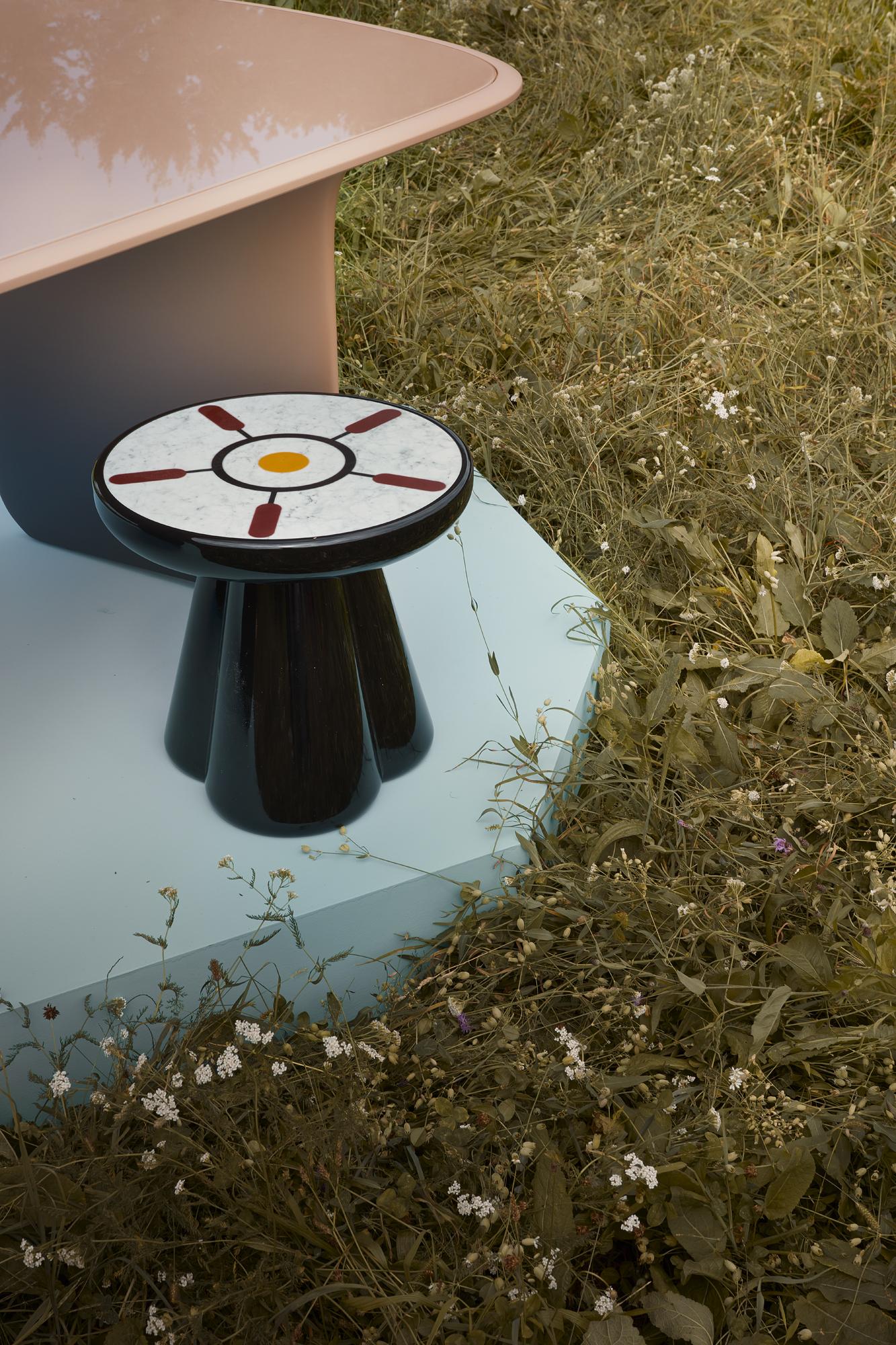 21st Century Elena Salmistraro Stool Low Table Polyurethane Marble Resin Scapin In New Condition For Sale In Tezze sul Brenta, IT