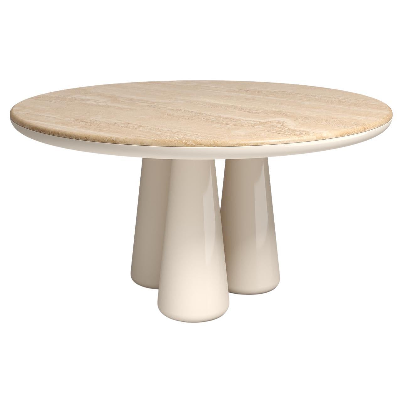 Elena Salmistraro Tisch aus Polyurethan mit glänzenden Beinen aus Travertin, 21. Jahrhundert