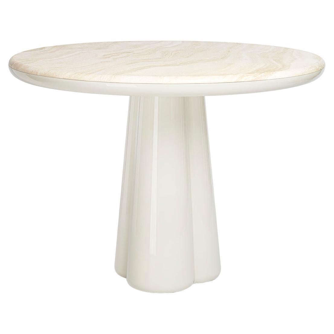 21st Century Elena Salmistraro Table Polyurethane White Travertino Marble Top