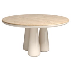 21st Century Elena Salmistraro Table Polyurethane Whitetravertinetop Glossy Legs