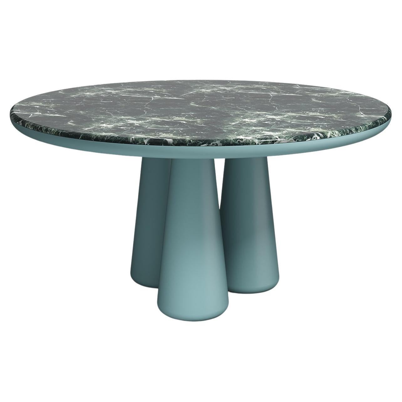 italien Table Elena Salmistraro du 21ème siècle Pieds brillants en polyuréthane et travertin blanc en vente