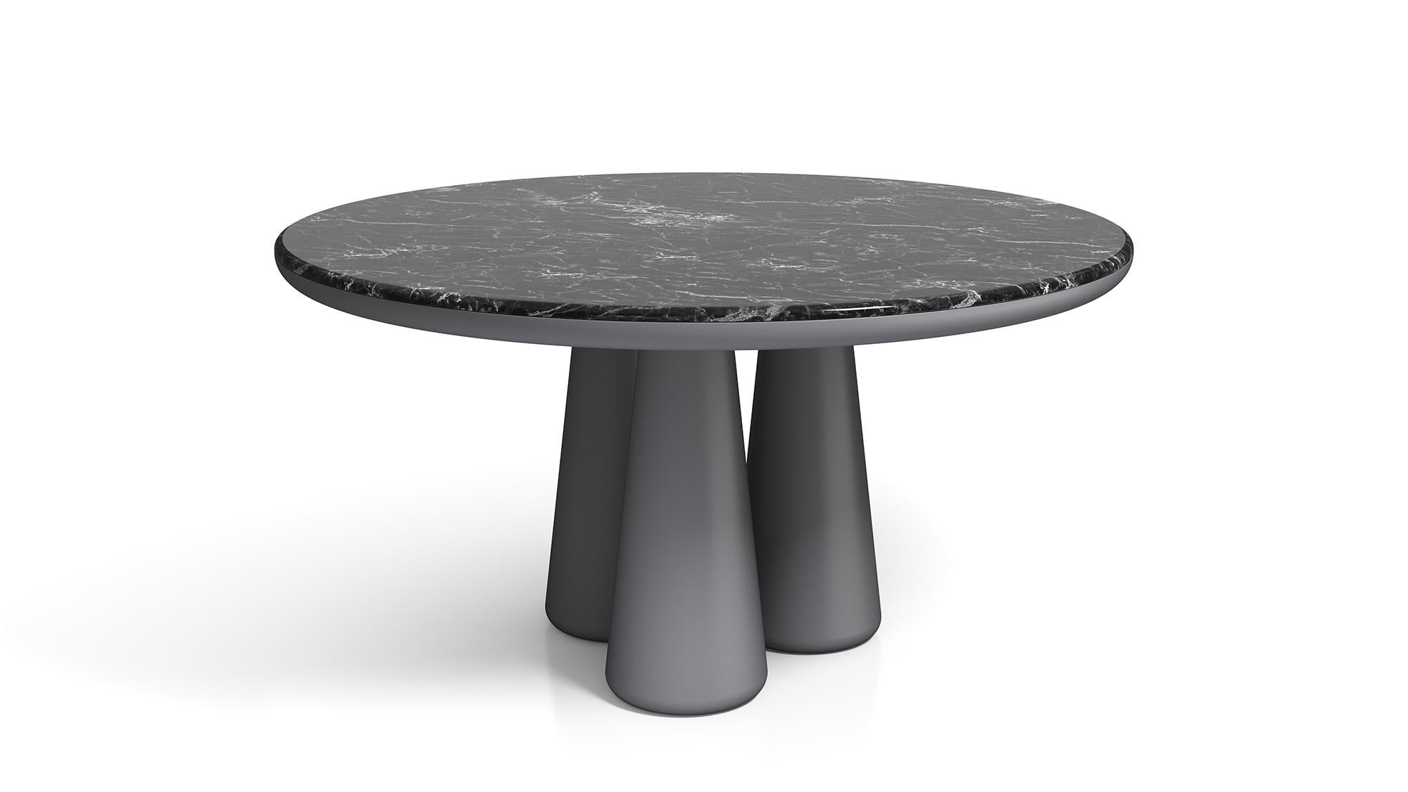 21st Century Elena Salmistraro Tisch Polyurethan Weißetravertinplatte Glänzend Beine (21. Jahrhundert und zeitgenössisch) im Angebot