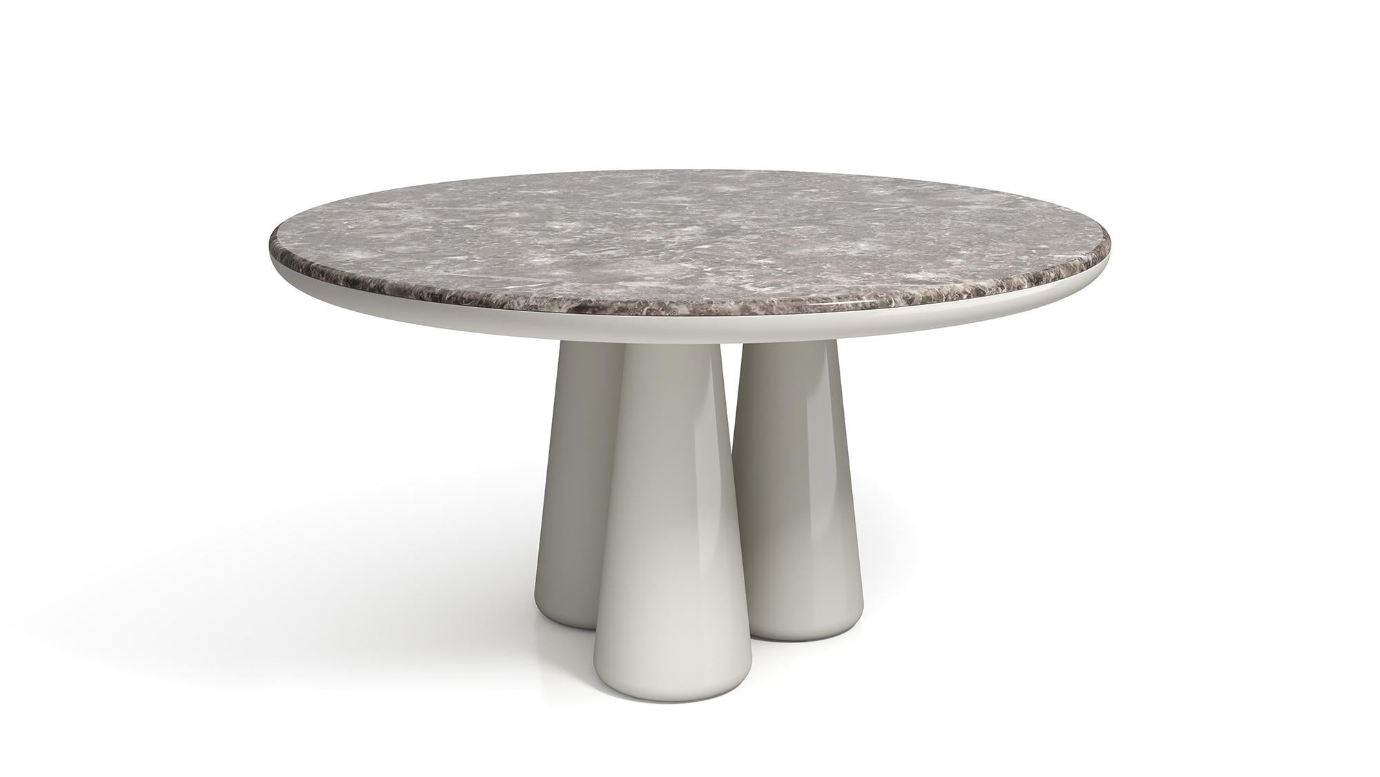 21st Century Elena Salmistraro Tisch Polyurethan Weißetravertinplatte Glänzend Beine (Marmor) im Angebot