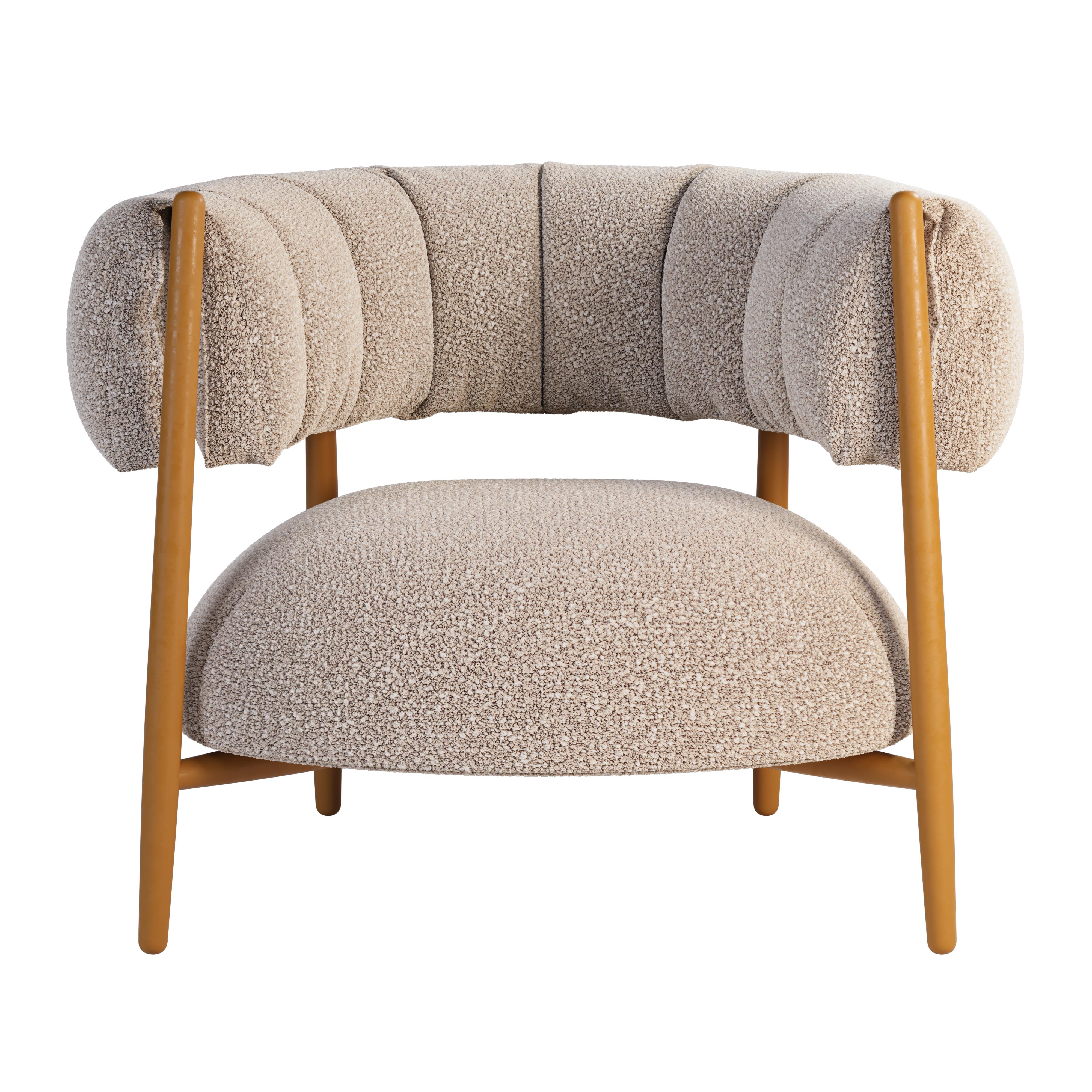 21st Century Ellen Armchair Bouclé Lacquered Legs For Sale 5