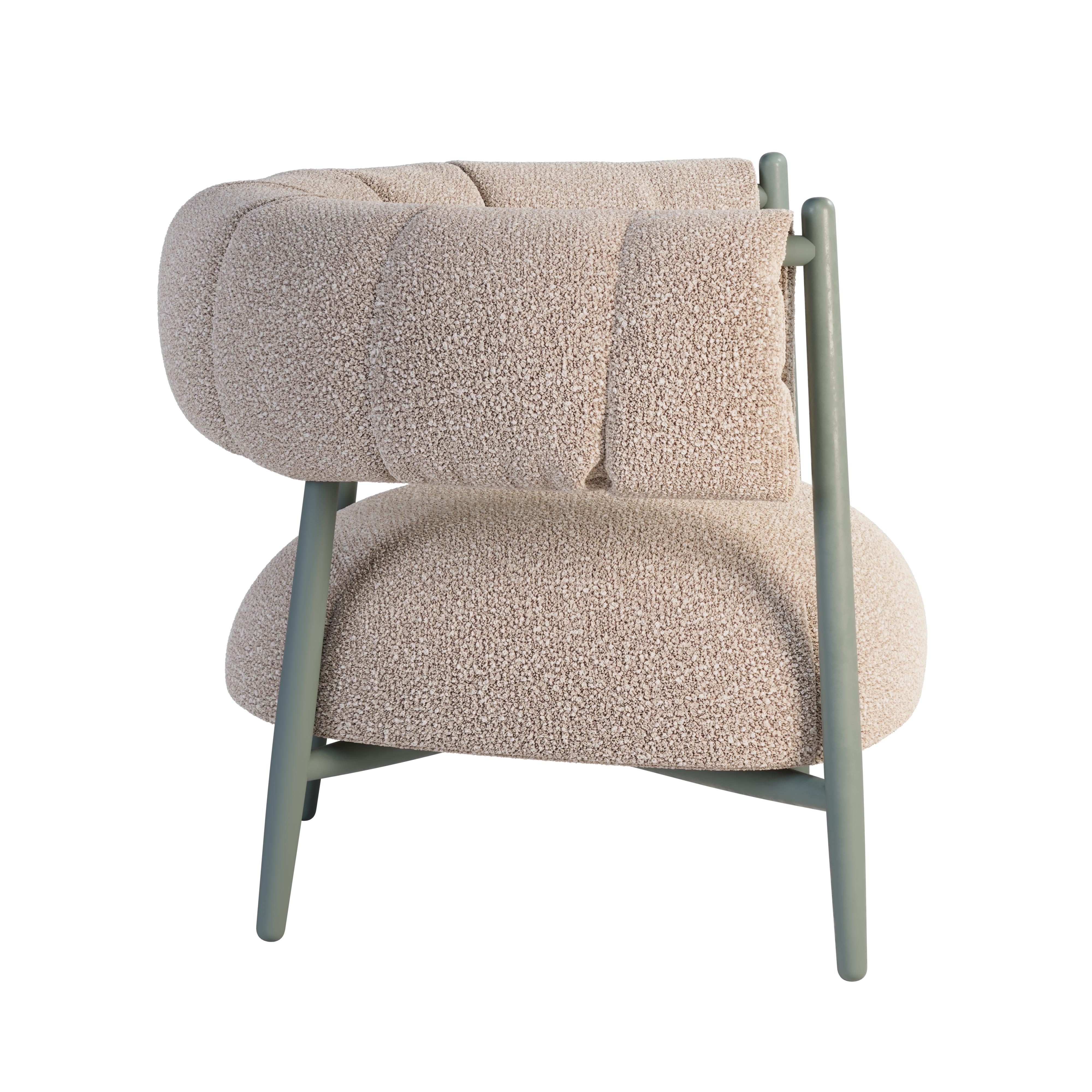 Portuguese 21st Century Ellen Armchair Bouclé Lacquered Legs For Sale