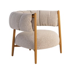 21st Century Ellen Armchair Bouclé Lacquered Legs Made in Portugal by Ottiu