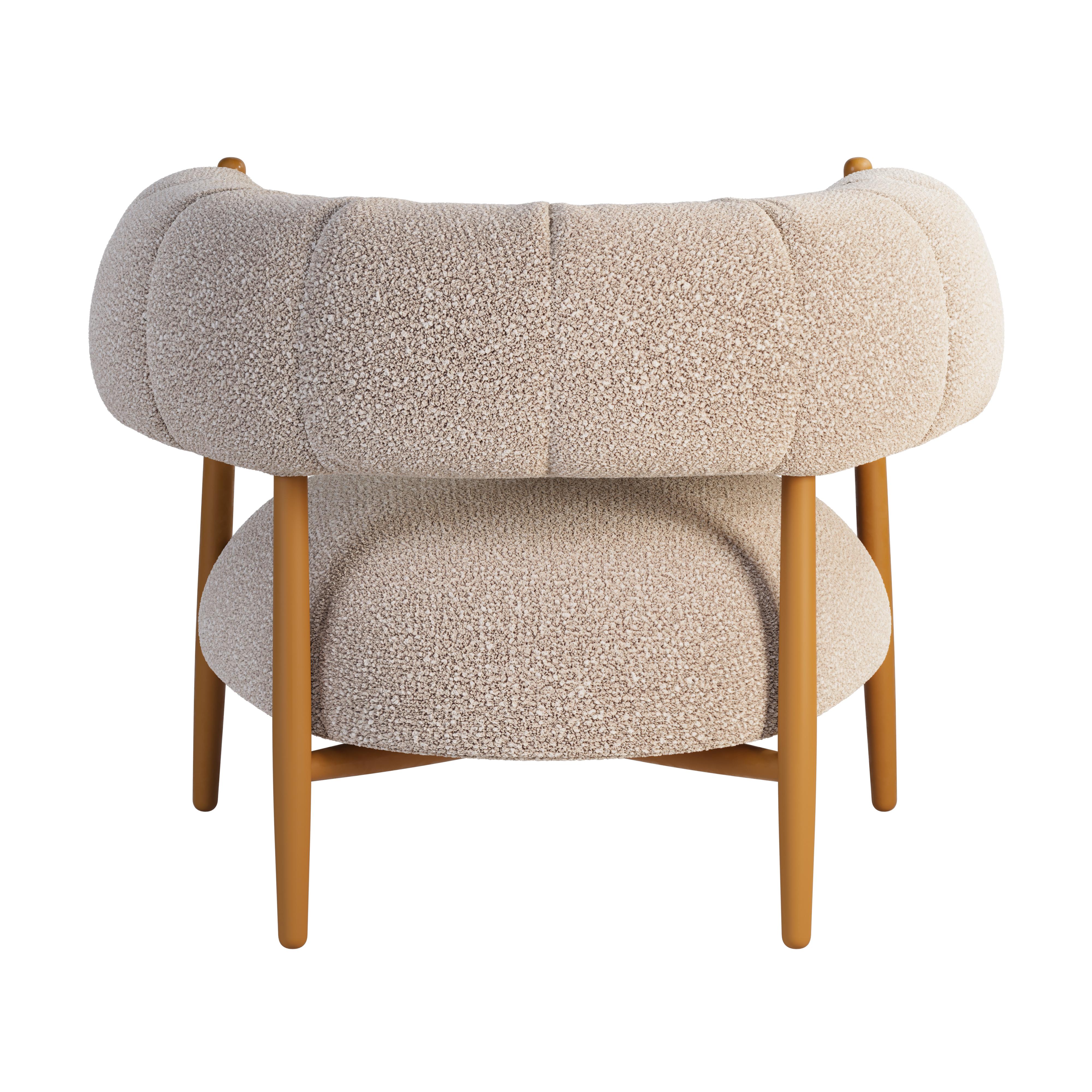 Contemporary 21st Century Ellen Armchair Bouclé Lacquered Legs Made in Portugal by Ottiu For Sale