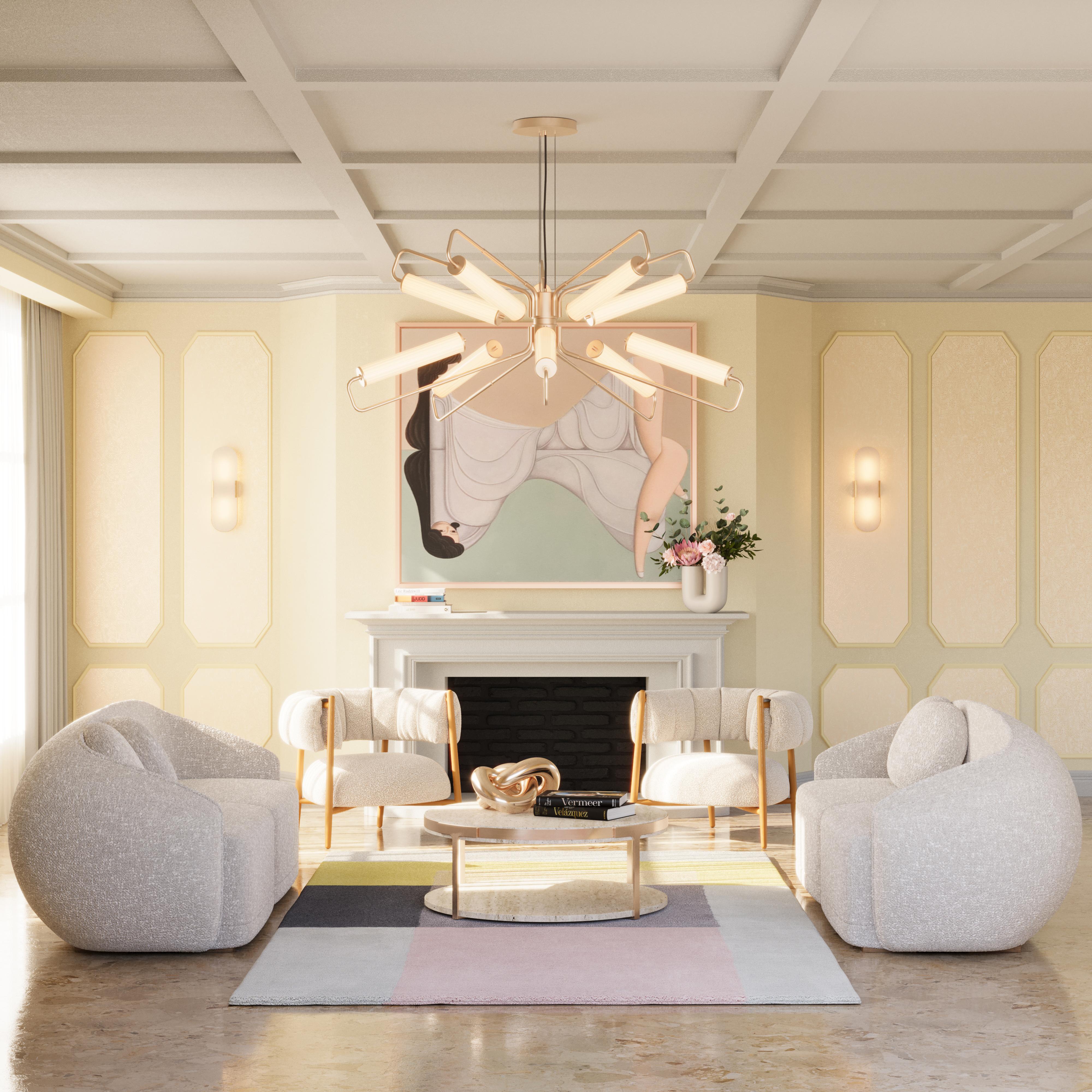 Cotton 21st Century Ellen Armchair Bouclé Lacquered Legs Made in Portugal by Ottiu For Sale