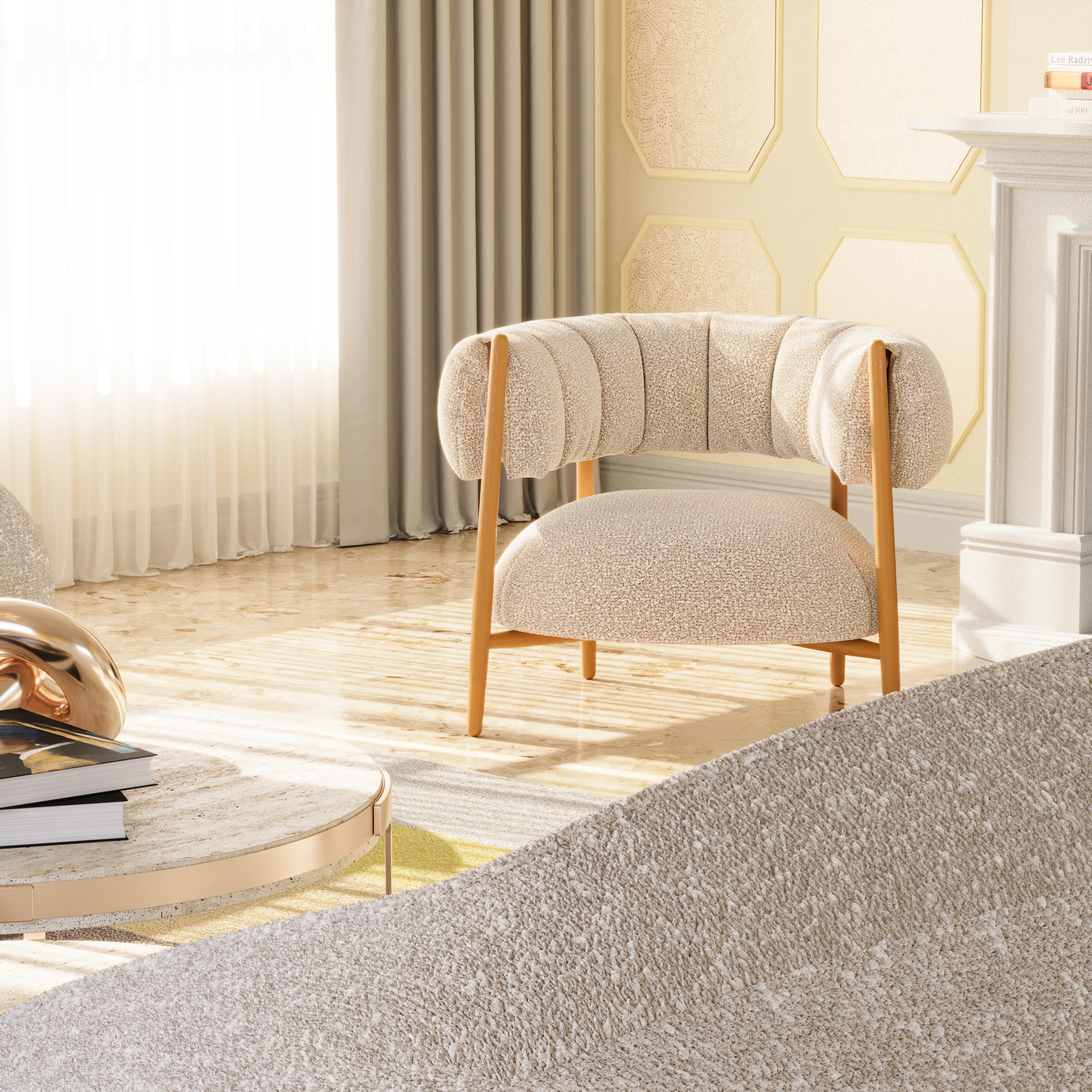 21st Century Ellen Armchair Bouclé Lacquered Legs Made in Portugal by Ottiu For Sale 1