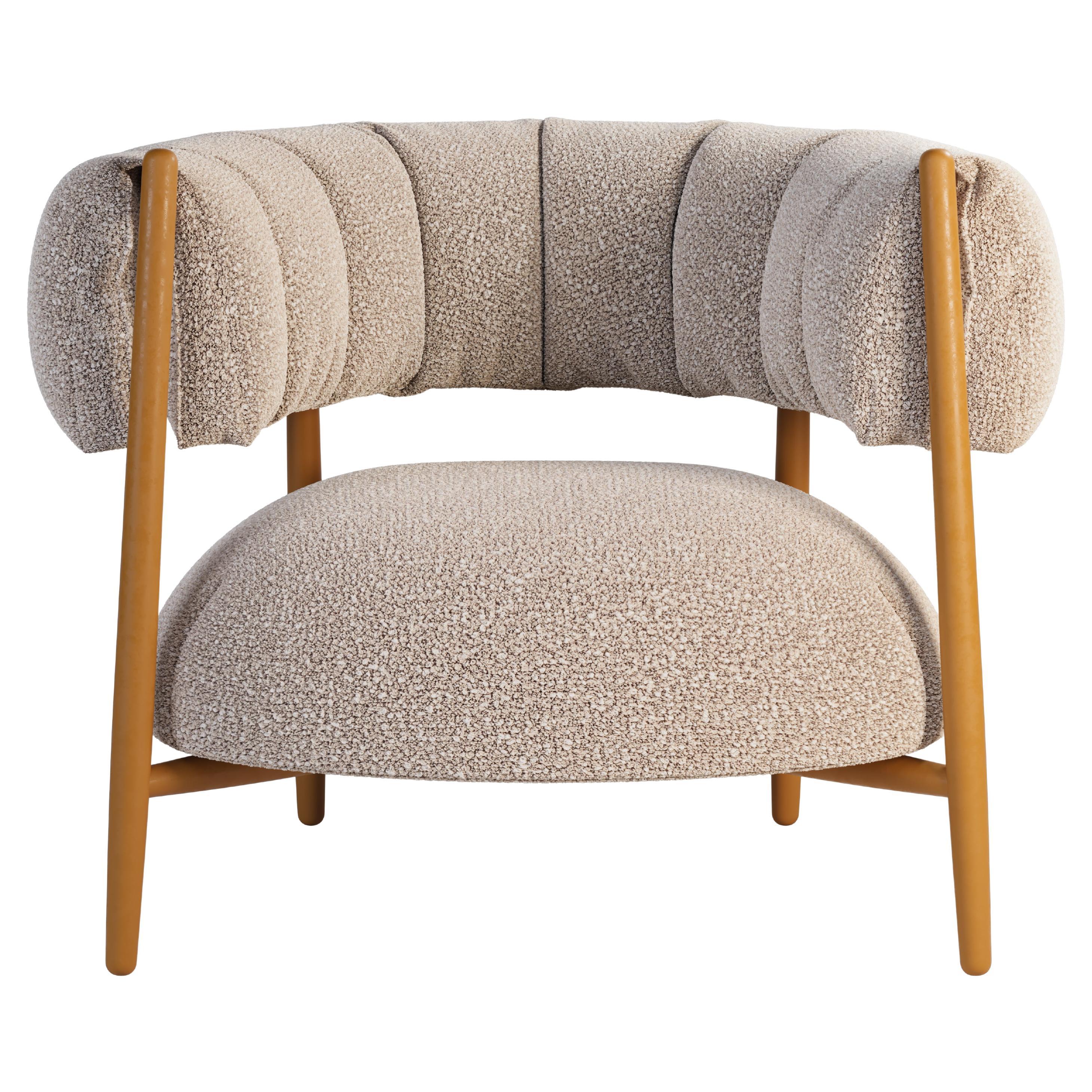 21st Century Ellen Armchair Bouclé Lacquered Legs Made in Portugal by Ottiu